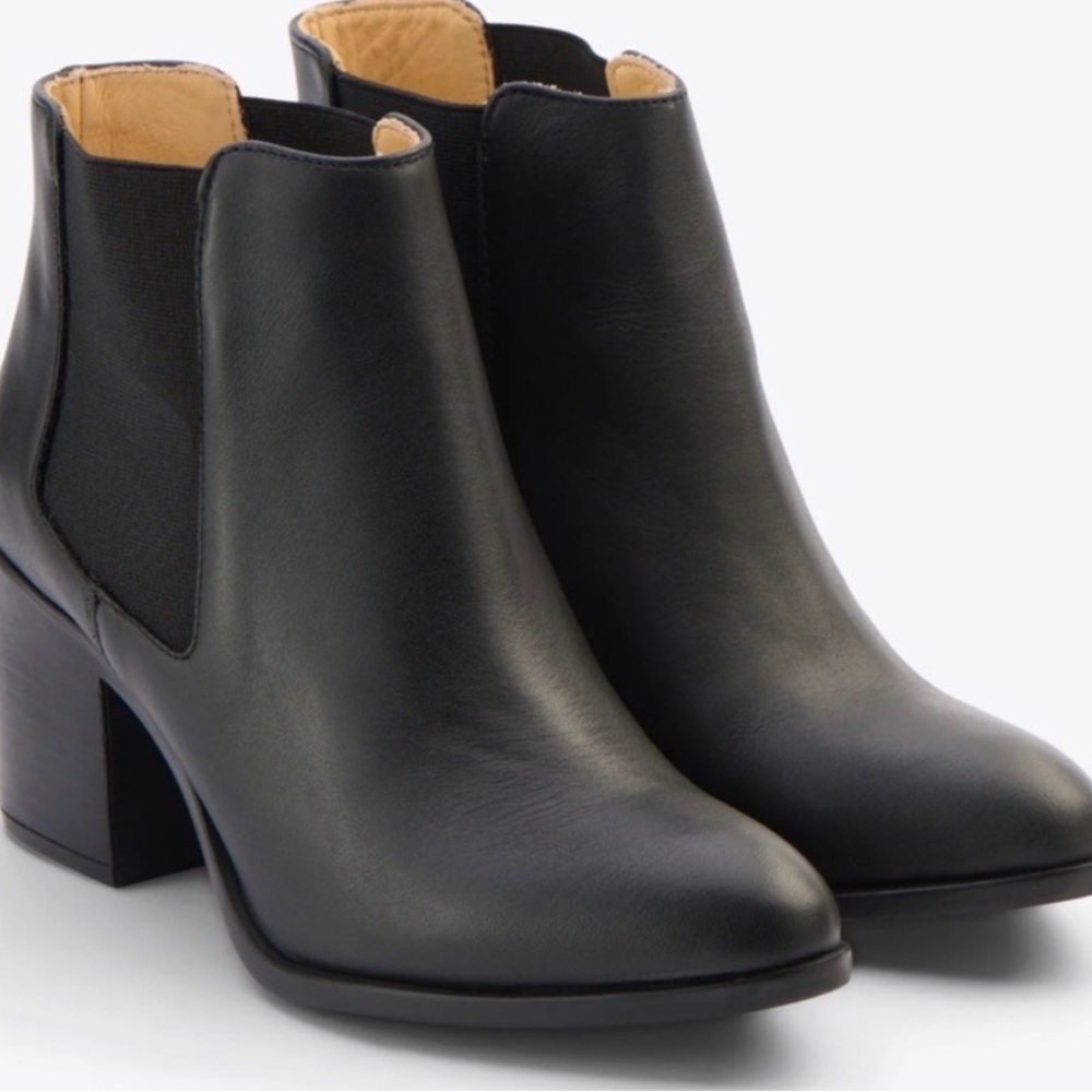 Nisolo Heeled Chelsea Commuter Black Leather Ankle Boots NWT